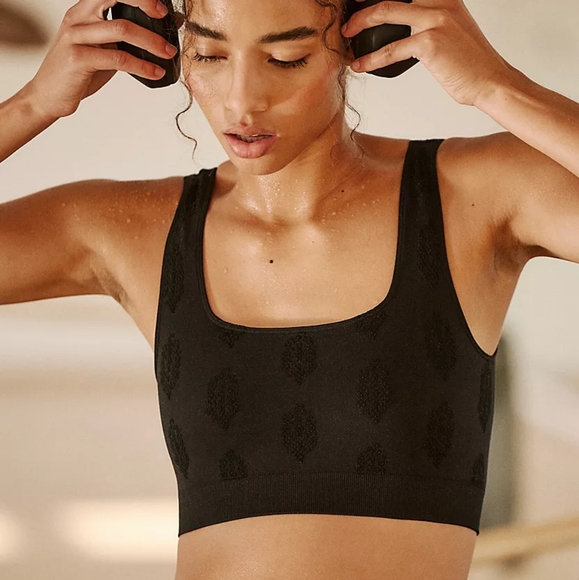 New Free People Buti-Licious Bra M/L Black Sports Bralette FP Movement Buti Logo - Picture 1 of 16